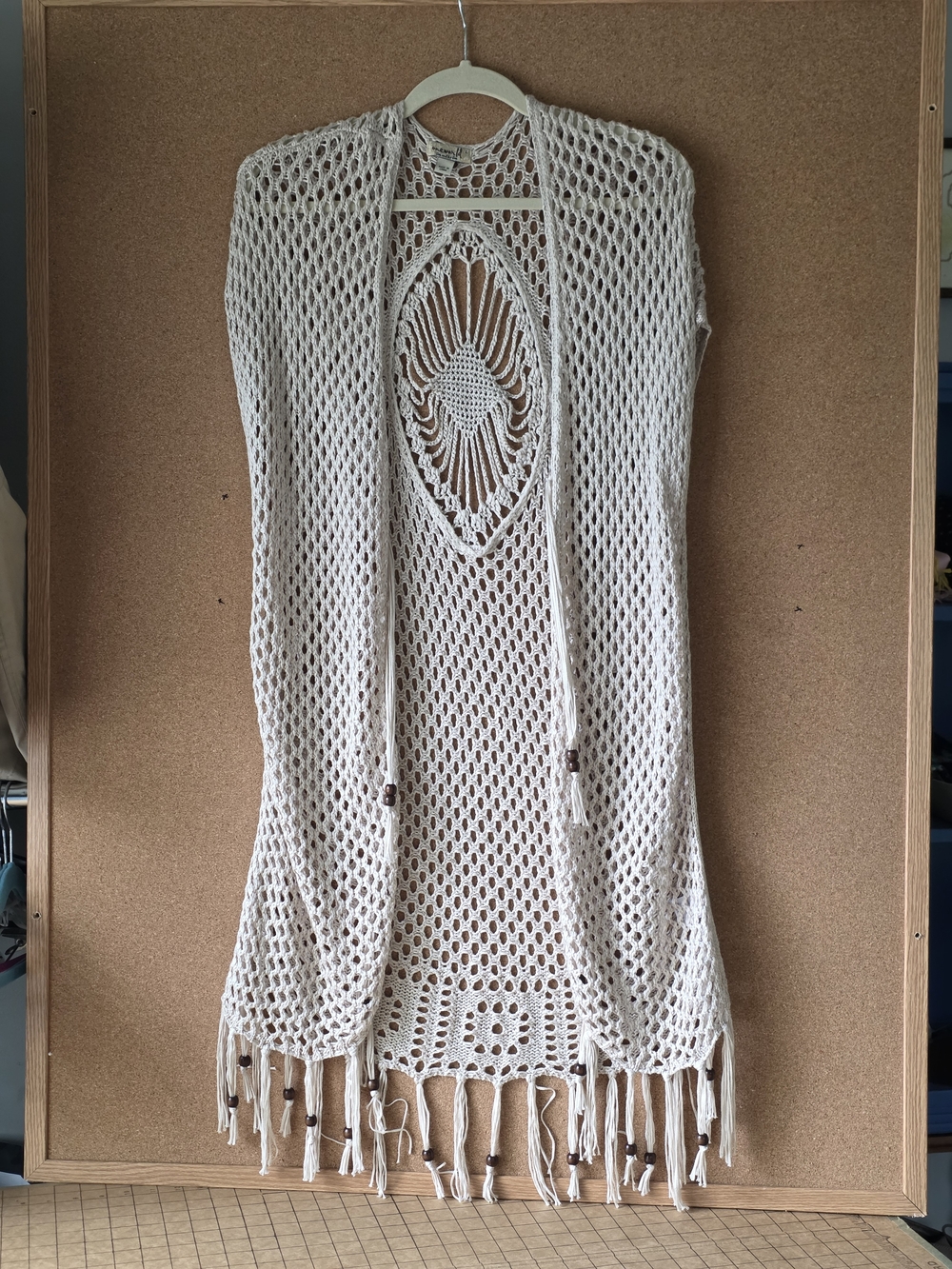 One World Live and Let Live Open Knit Cardigan Coverup